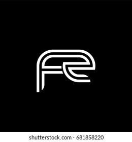 Initial lowercase letter fz, linked outline rounded logo, white color on black background