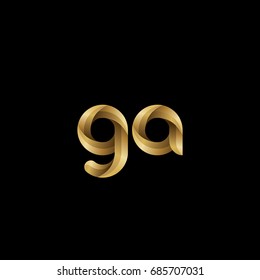 Initial lowercase letter ga, curve rounded logo, gradient glossy gold color on black background