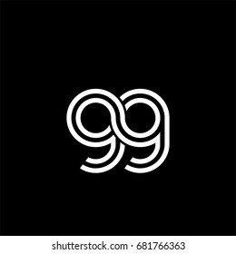 Initial lowercase letter gg, linked outline rounded logo, white color on black background