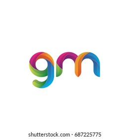 Initial lowercase letter gm, curve rounded logo, gradient vibrant colorful glossy multicolor