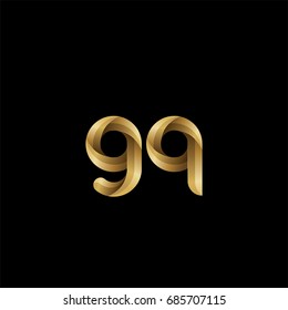 Initial lowercase letter gq, curve rounded logo, gradient glossy gold color on black background