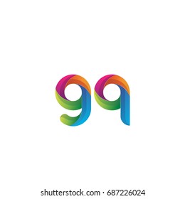 Initial lowercase letter gq, curve rounded logo, gradient vibrant colorful glossy multicolor