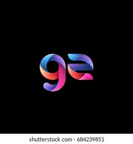Initial lowercase letter gz, curve rounded logo, gradient vibrant colorful glossy colors on black background