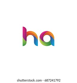 Initial lowercase letter ha, curve rounded logo, gradient vibrant colorful glossy multicolor