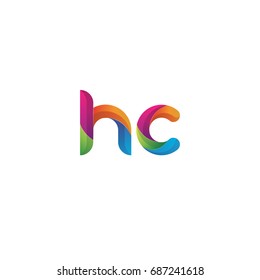 Initial lowercase letter hc, curve rounded logo, gradient vibrant colorful glossy multicolor