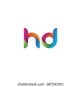 Initial lowercase letter hd, curve rounded logo, gradient vibrant colorful glossy multicolor