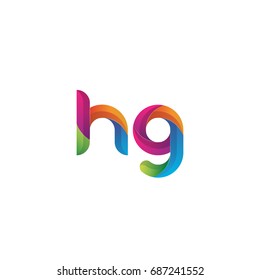 Initial lowercase letter hg, curve rounded logo, gradient vibrant colorful glossy multicolor