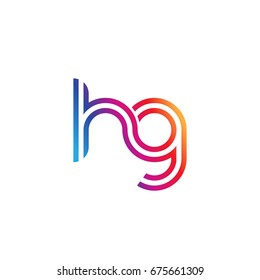 Initial lowercase letter hg, linked outline rounded logo, colorful vibrant colors