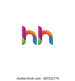 Initial lowercase letter hh, curve rounded logo, gradient vibrant colorful glossy multicolor