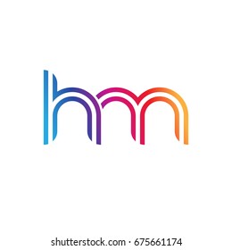 Initial lowercase letter hm, linked outline rounded logo, colorful vibrant colors