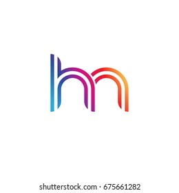 Initial lowercase letter hn, linked outline rounded logo, colorful vibrant colors
