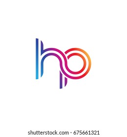 Initial lowercase letter hp, linked outline rounded logo, colorful vibrant colors