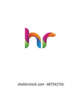 Initial lowercase letter hr, curve rounded logo, gradient vibrant colorful glossy multicolor