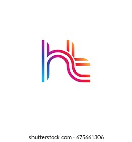 Initial lowercase letter ht, linked outline rounded logo, colorful vibrant colors