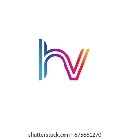 Initial lowercase letter hv, linked outline rounded logo, colorful vibrant colors