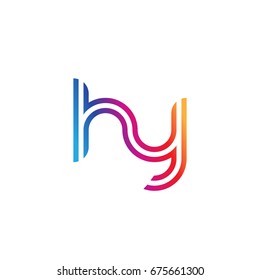 Initial lowercase letter hy, linked outline rounded logo, colorful vibrant colors