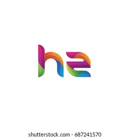 Initial lowercase letter hz, curve rounded logo, gradient vibrant colorful glossy multicolor