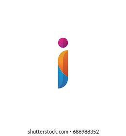 Initial lowercase letter i, curve rounded logo, gradient vibrant colorful glossy multicolor