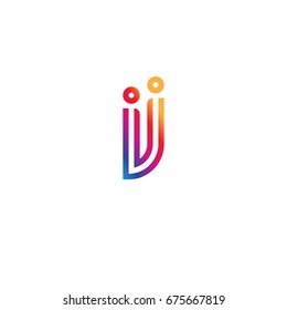 Initial lowercase letter ij, linked outline rounded logo, colorful vibrant colors