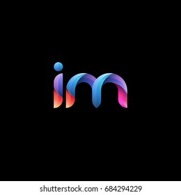 Initial lowercase letter im, curve rounded logo, gradient vibrant colorful glossy colors on black background