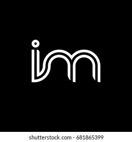 Initial lowercase letter im, linked outline rounded logo, white color on black background