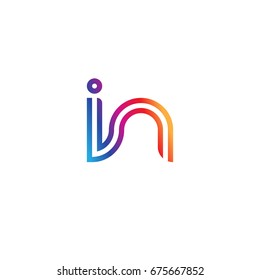 Initial lowercase letter in, linked outline rounded logo, colorful vibrant colors