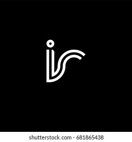 Initial lowercase letter ir, linked outline rounded logo, white color on black background
