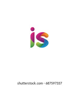 Initial lowercase letter is, curve rounded logo, gradient vibrant colorful glossy multicolor