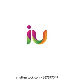 Initial lowercase letter iu, curve rounded logo, gradient vibrant colorful glossy multicolor