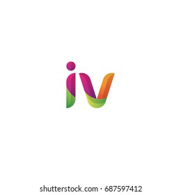 Initial lowercase letter iv, curve rounded logo, gradient vibrant colorful glossy multicolor