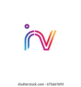 Initial lowercase letter iv, linked outline rounded logo, colorful vibrant colors