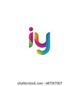 Initial lowercase letter iy, curve rounded logo, gradient vibrant colorful glossy multicolor