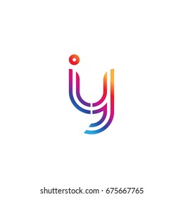 Initial lowercase letter iy, linked outline rounded logo, colorful vibrant colors