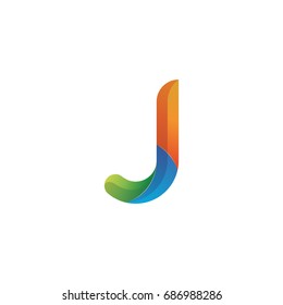 Initial Lowercase Letter J, Curve Rounded Logo, Gradient Vibrant Colorful Glossy Multicolor