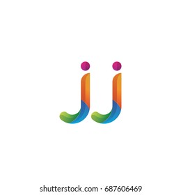 Initial lowercase letter jj, curve rounded logo, gradient vibrant colorful glossy multicolor