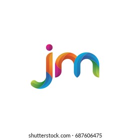 Initial lowercase letter jm, curve rounded logo, gradient vibrant colorful glossy multicolor