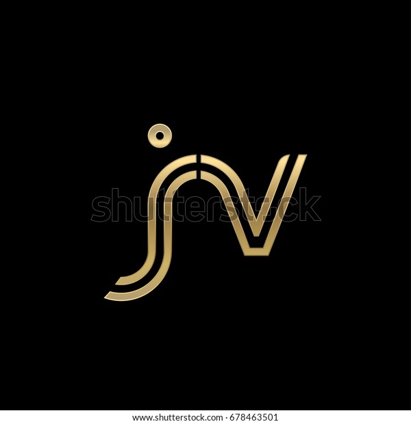 Vetor Stock De Initial Lowercase Letter Jv Linked Outline Livre De Direitos