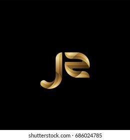 Initial lowercase letter jz, curve rounded logo, gradient glossy gold color on black background