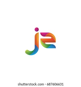 Initial lowercase letter jz, curve rounded logo, gradient vibrant colorful glossy multicolor