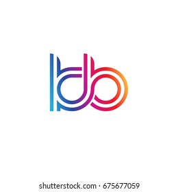 Initial lowercase letter kb, linked outline rounded logo, colorful vibrant colors
