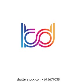 Initial lowercase letter kd, linked outline rounded logo, colorful vibrant colors