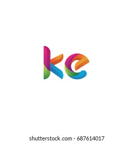 Initial lowercase letter ke, curve rounded logo, gradient vibrant colorful glossy multicolor