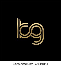 Initial lowercase letter kg, linked outline rounded logo, elegant golden color on black background