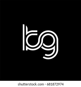 Initial lowercase letter kg, linked outline rounded logo, white color on black background