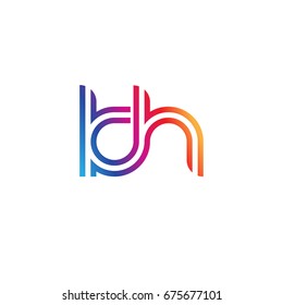 Initial lowercase letter kh, linked outline rounded logo, colorful vibrant colors