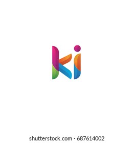 Initial lowercase letter ki, curve rounded logo, gradient vibrant colorful glossy multicolor