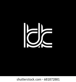 Initial lowercase letter kk, linked outline rounded logo, white color on black background