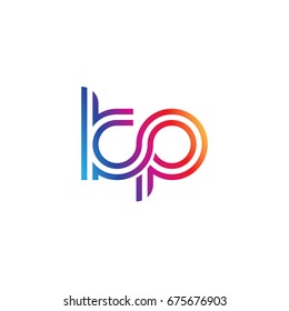 Initial lowercase letter kp, linked outline rounded logo, colorful vibrant colors