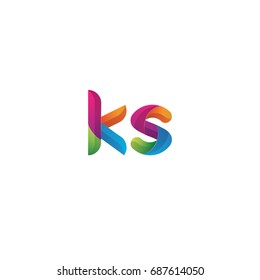 Initial lowercase letter ks, curve rounded logo, gradient vibrant colorful glossy multicolor