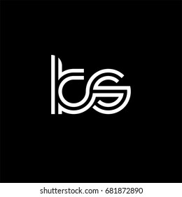 Initial lowercase letter ks, linked outline rounded logo, white color on black background